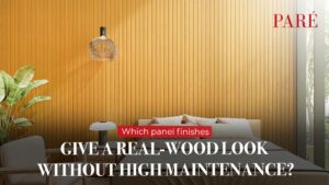 Which panel finishes give a real-wood look without high maintenance?